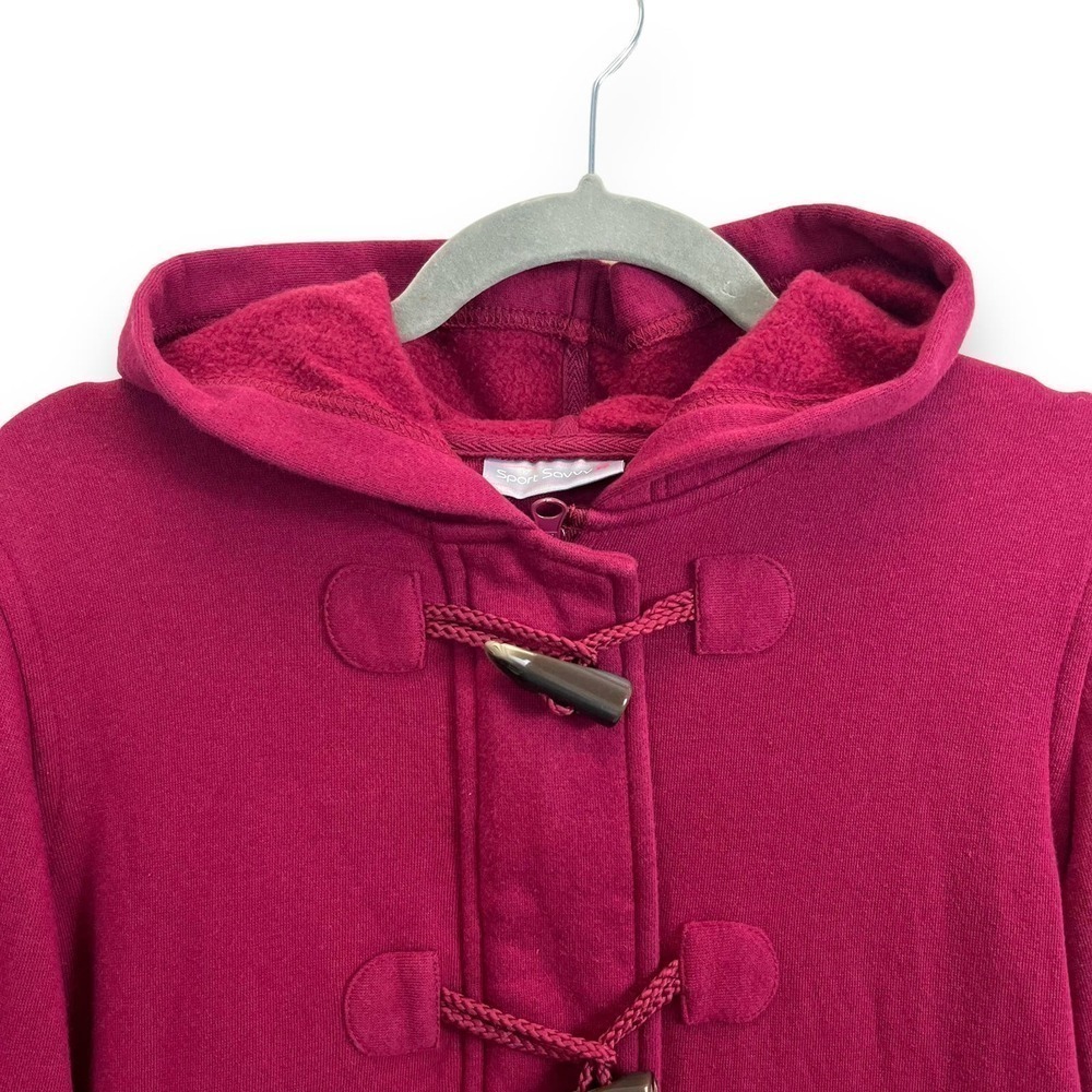 Sport Savvy Jacket Womens Extra Small Toggle Hooded Cotton Red Duffle Chore Coat - Picture 5 of 12